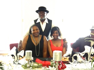 Girls and their dad at the head table.  Where was June?  Who knows!